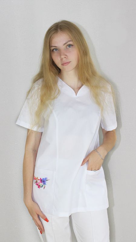 Блуза медицинская с принтом "акварель"